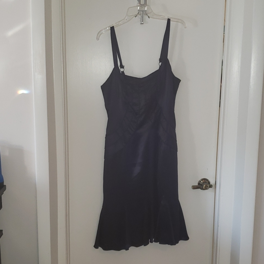 Midnight blue silk evening dress